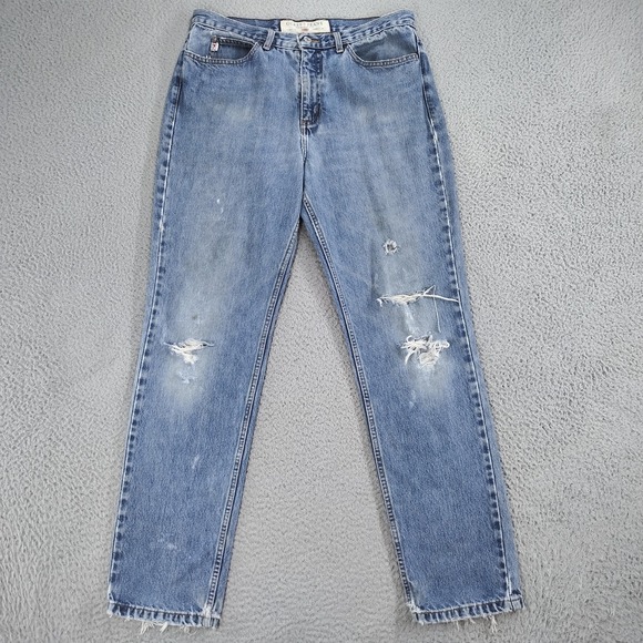 Vintage Guess Jeans Men 34x32 Blue Distressed Denim Original Fit 100% Cotton 90s - Picture 1 of 16